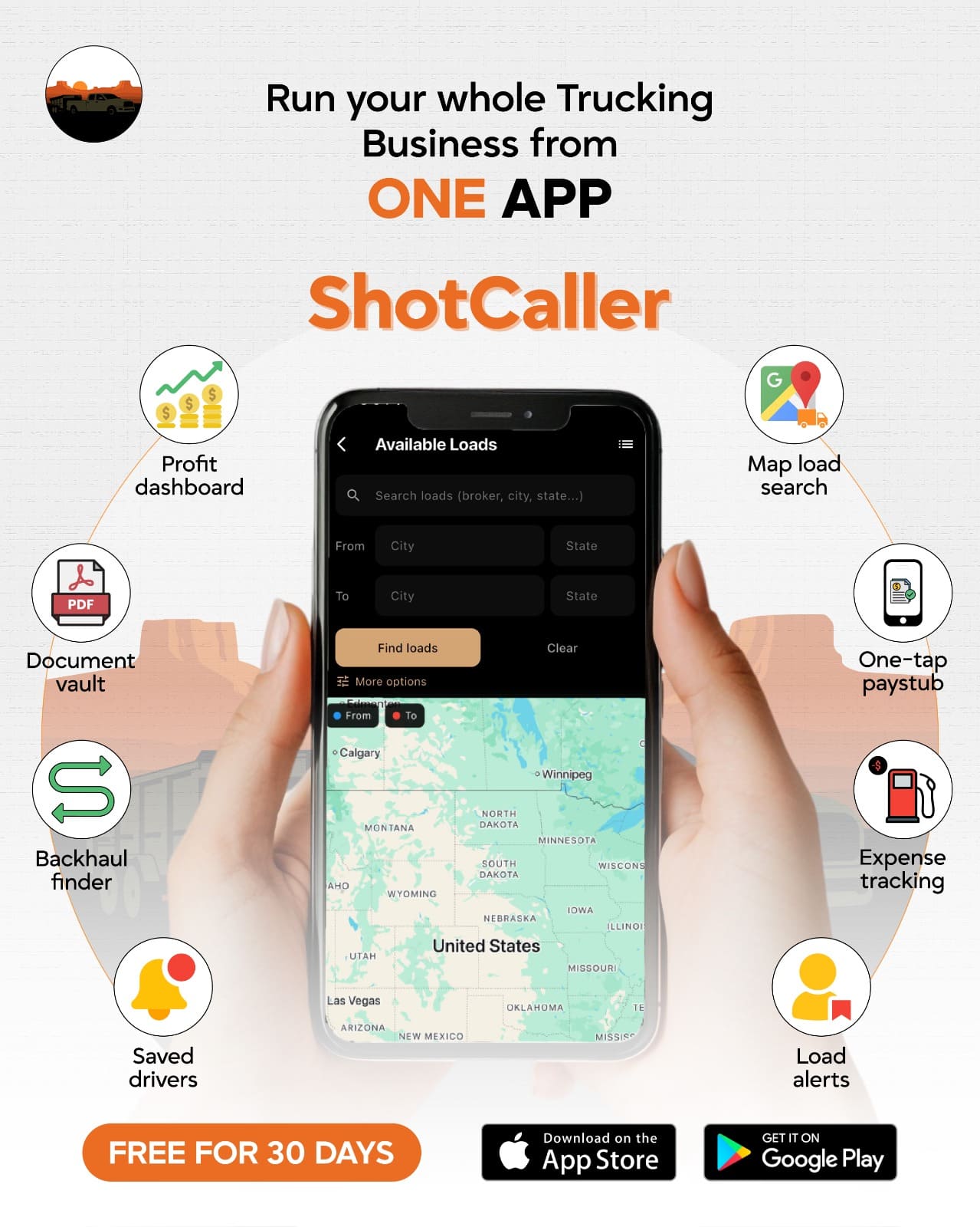 Shotcallers logistics mobile app and marketing site